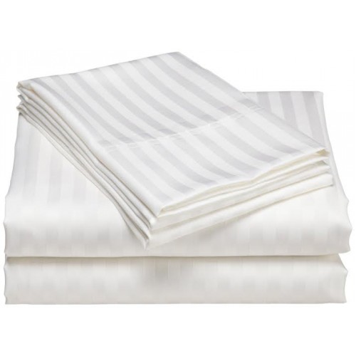Comfort Sheet Collection 100% Cotton 1000 TC Select US Size White Striped 